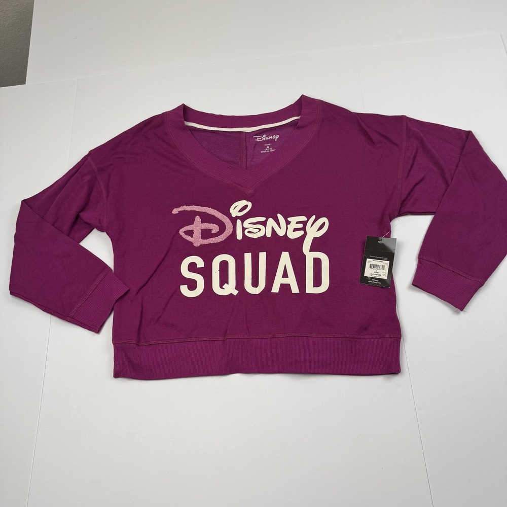 Disney Squad Shirt Girls Medium 8-10 Purple Crewneck Pullover Sleepwear New